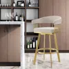 Hivvago 30" Taupe And Gold Fabric And Stainless Steel Low Back Bar Height Swivel Bar Chair In Gold