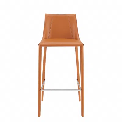 Hivvago 30" Terra Cotta Steel Low Back Bar Height Bar Chair In Orange