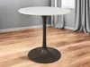 Hivvago 30" White And Black Rounded Marble And Iron Pedestal Base Dining Table In Black