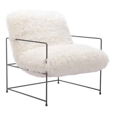 Hivvago 30" White And Black Sherpa And Upholstered Arm Chair