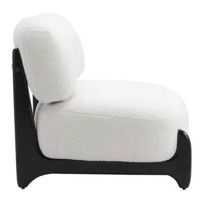 Hivvago 30" White And Black Sherpa And Upholstered Side Chair