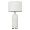 Hivvago 30" White And Nickel Glass Novelty Table Lamp With White Drum Shade In White