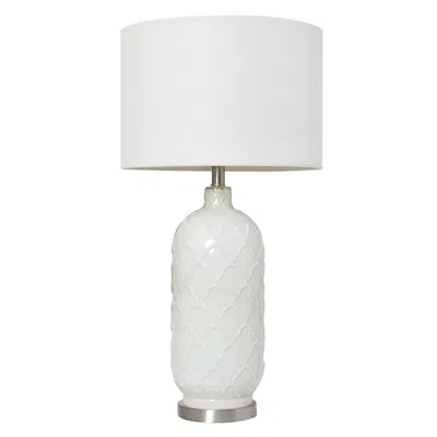 Hivvago 30" White And Nickel Glass Novelty Table Lamp With White Drum Shade