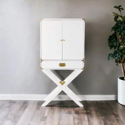 Hivvago 30" White Corner Display Stand With One Shelf And One Drawer