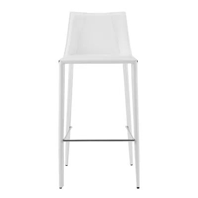 Hivvago 30" White Steel Low Back Bar Height Bar Chair