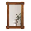Hivvago 30" X 20" Wood Framed Mirror With Acacia Wood Frame And Vintage Rivet Design