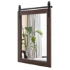 Hivvago 30 X 22 Inch Wall Mount Mirror With Wood Frame In Brown
