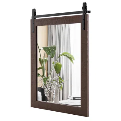 Hivvago 30 X 22 Inch Wall Mount Mirror With Wood Frame