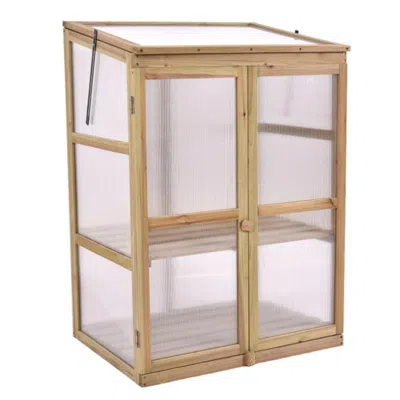 Hivvago 30 X 22 X 43 Inch Garden Portable Wooden Greenhouse In Brown