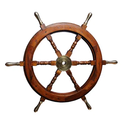 Hivvago 30" X 30" X 2" Ship Wheel In Brown