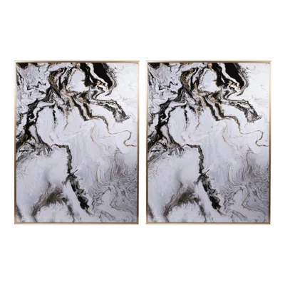 Hivvago 30 X 40 Set Of 2 Wall Panels, Home Decor, White Black Marble Design In Gray