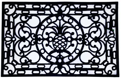 Hivvago 30" X 48" Black Rubber Pineapple Outdoor Door Mat