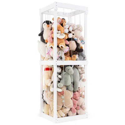 Hivvago 300l Large Stuffed Animal Storage With Open Top And Elastic Cords In White