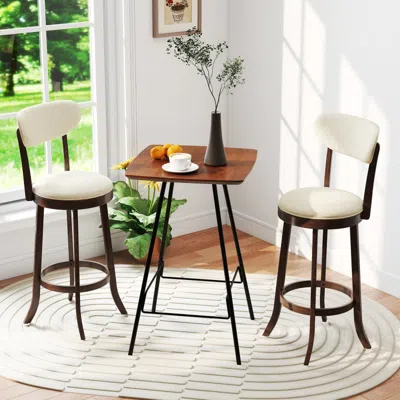 Hivvago 30.5 Inch Bar Height Chairs Set Of 2 Swivel High Barstool With Padded Seat And Backrest-brown In Black
