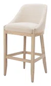 Hivvago 31" Beige And Natural Fabric And Solid Wood Bar Height Bar Chair In Neutral