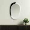 Hivvago 31" Black And White Steel Oval Geometric Framed Accent Mirror In Multi