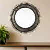 Hivvago 31" Black Bamboo Pierced Round Accent Mirror In Black