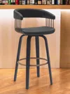 Hivvago 31" Black Faux Leather Swivel Bar Height Bar Chair In Black