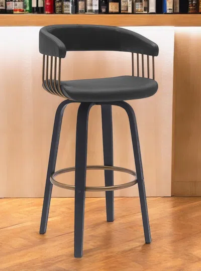 Hivvago 31" Black Faux Leather Swivel Bar Height Bar Chair