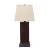 Hivvago 31" Black Metal Bedside Table Lamp With White Shade In Brown