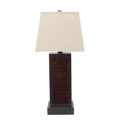 Hivvago 31" Black Metal Bedside Table Lamp With White Shade In Brown