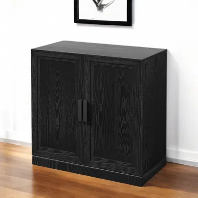 Hivvago 31" Black Textured Door Accent Cabinet With Three Shelves