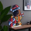 Hivvago 31" Brown And White Acrylic Christmas Tabletop Sign With Led In Multi