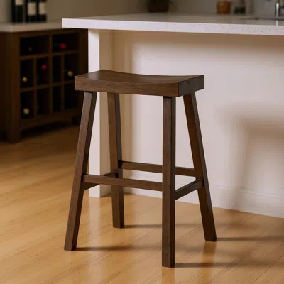 Hivvago 31" Brown Solid Wood Backless Bar Height Bar Chair