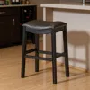 Hivvago 31" Charcoal And Black Faux Leather And Solid Wood Backless Bar Height Bar Chair In Brown