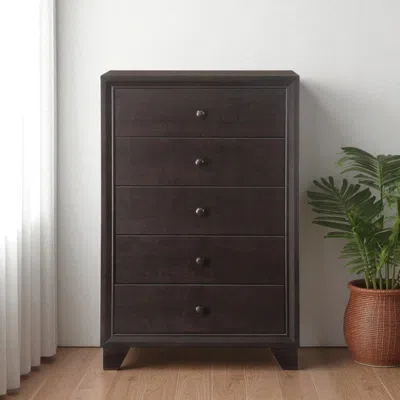 Hivvago 31" Espresso Solid Wood Five Drawer Dresser