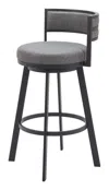 Hivvago 31" Gray And Black Fabric And Steel Low Back Bar Height Swivel Bar Chair In Gray