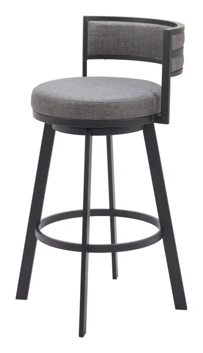 Hivvago 31" Gray And Black Fabric And Steel Low Back Bar Height Swivel Bar Chair