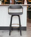 Hivvago 31" Gray And Black Faux Leather Swivel Bar Height Bar Chair In Gray