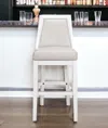 Hivvago 31" Gray And White Faux Leather And Solid Wood Bar Height Swivel Bar Chair In White