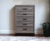 Hivvago 31" Grey Solid Wood Five Drawer Chest In Brown