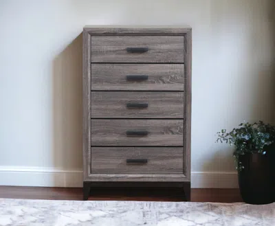 Hivvago 31" Grey Solid Wood Five Drawer Chest