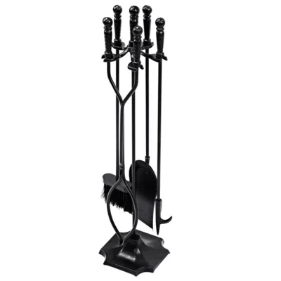 Hivvago 31 Inch 5 Pieces Hearth Fireplace Fire Tools Set In Blue