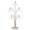 Hivvago 31 Inch Table Lamp, 5 Dome Shape Shades, Glass, Sand Chrome Finished Metal In Neutral