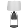 Hivvago 31 Inch Table Lamp, Crackled Black Glass W Night Light, White Shade