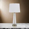Hivvago 31 Inch Table Lamp Set Of 2, White Shade, Tapered Glass Body, Metal Base In White