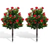 Hivvago 31 Inches Artificial Camellia Tree Set 2 Pack Fake Flower Trees-green In Green