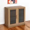 Hivvago 31" Natural And Clear Glass Door Accent Cabinet With Three Shelves In Brown