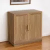 Hivvago 31" Natural Textured Door Accent Cabinet With Three Shelves In Brown
