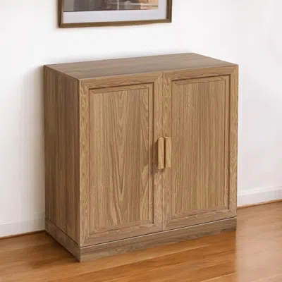 Hivvago 31" Natural Textured Door Accent Cabinet With Three Shelves In Brown