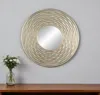 Hivvago 31" Silver Round Dimensional Thick Frame Accent Mirror In Gold