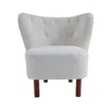 Hivvago 31" White And Brown Sherpa Polka Dots Wingback Chair In Gray