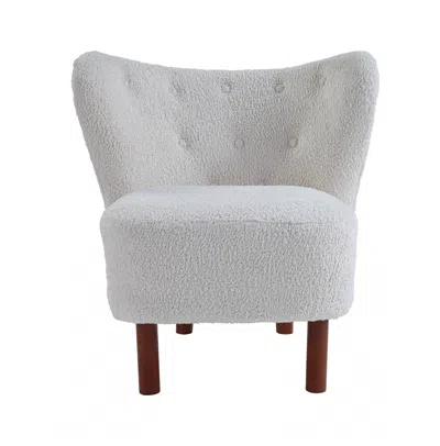 Hivvago 31" White And Brown Sherpa Polka Dots Wingback Chair In Gray