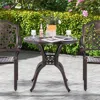 Hivvago 31.5" Cast Aluminum Table Patio Round Dining Table With Umbrella Hole-copper