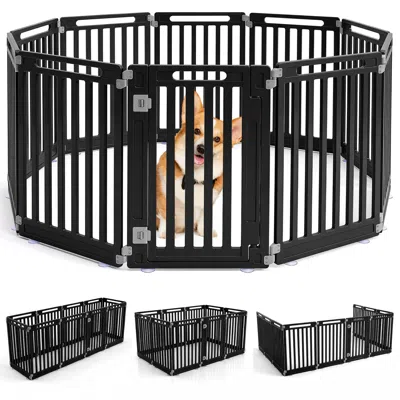 Hivvago 31.5" Height Indoor Outdoor Dog Playpen With 10 Panels In Black