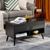 Hivvago 31.5 Inch Lift Top Coffee Table With Hidden Compartment And 2 Storage Shelves-black